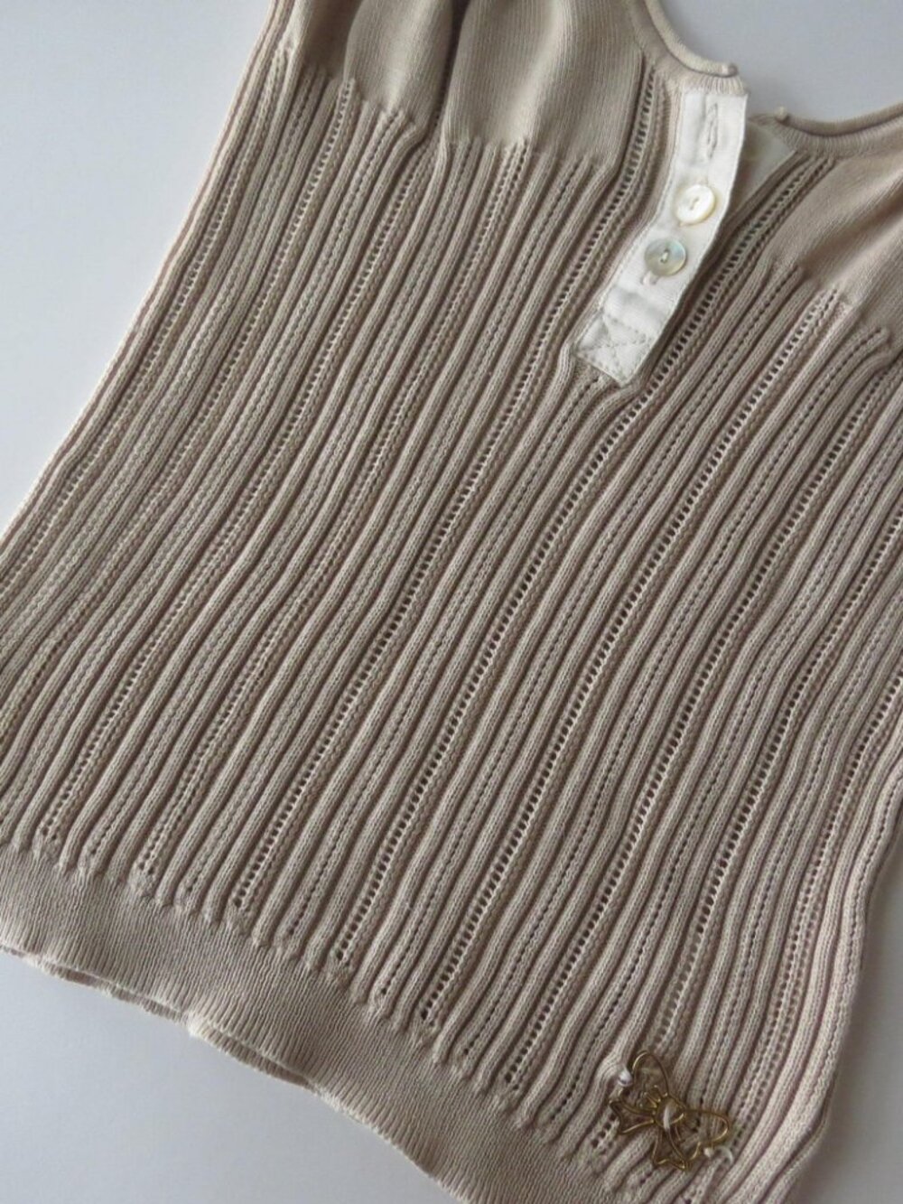 Vintage 2000s Fiore Atelier Ribbed Knit Camisole, Italian 00s, Camel Brown/Tan, - Picture 7 of 8